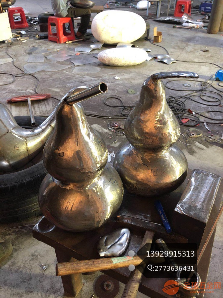小型葫芦不锈钢雕塑 不锈钢葫芦雕塑 风水镇宅一举两得 葫芦不锈钢雕塑