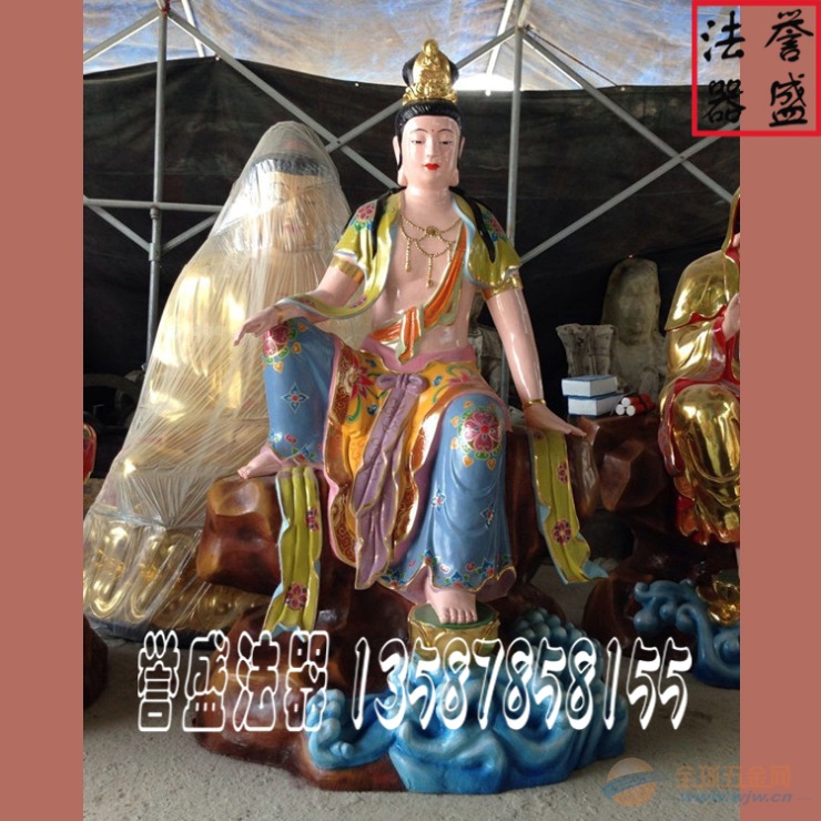 温州极彩玻璃钢佛像〖水月观音|自在观音〗 水月观音