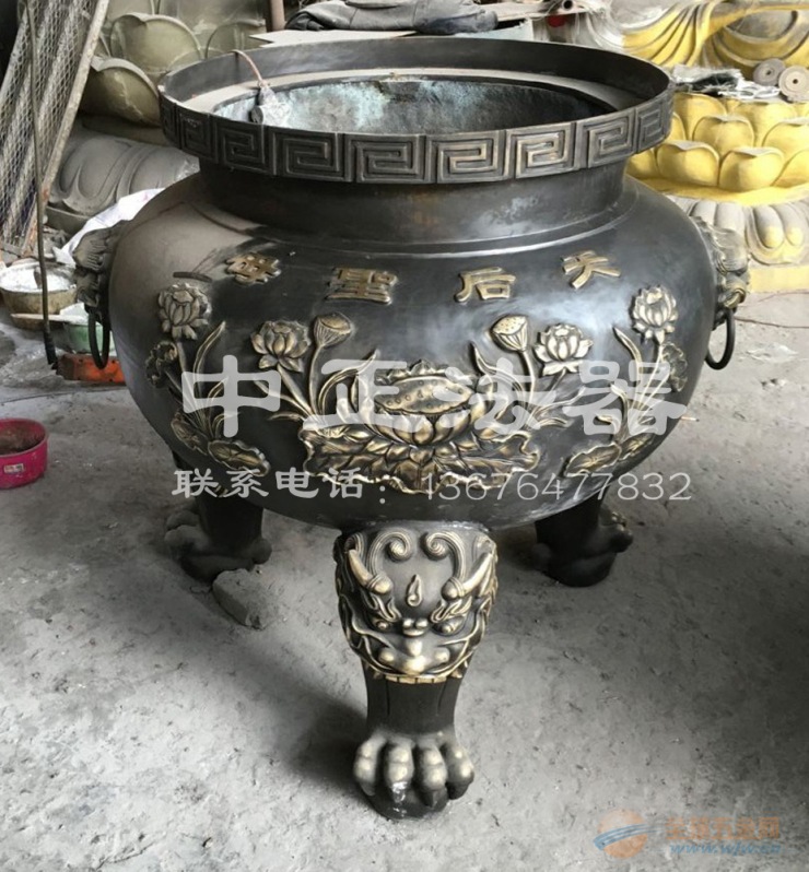 圆形铜香炉定做,寺院圆形铜香炉铸造厂家,宁波圆形铜香炉直销