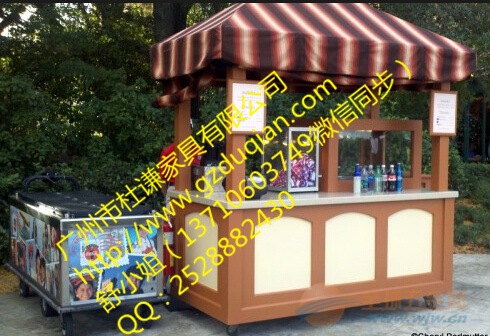 厦门集美广场售货亭,商品展示架,木制售货车 厦门集美广场售货车