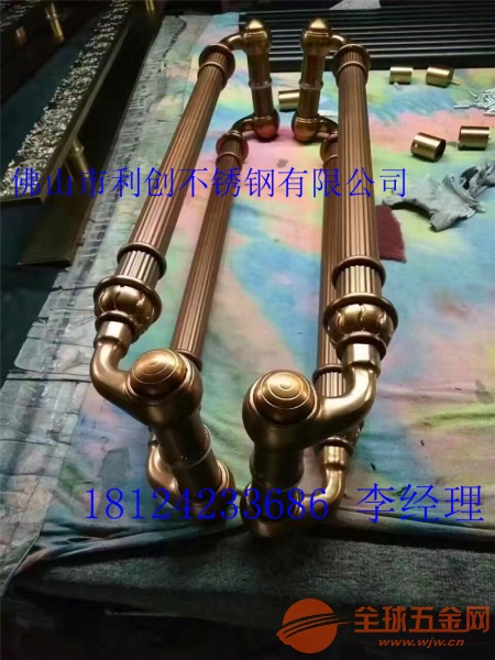 加厚大拉手玻璃门拉手 金色方管拉手