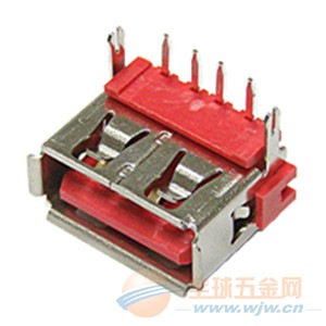 USB AF 90度DIP10.0后二脚 红色胶芯H=7.5 USB连接器