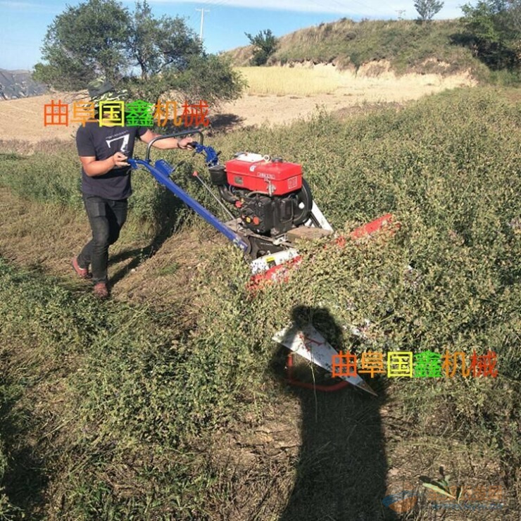 牧草艾草割晒机大理手扶稻麦收割机 国鑫皮肤手扶推式割晒机