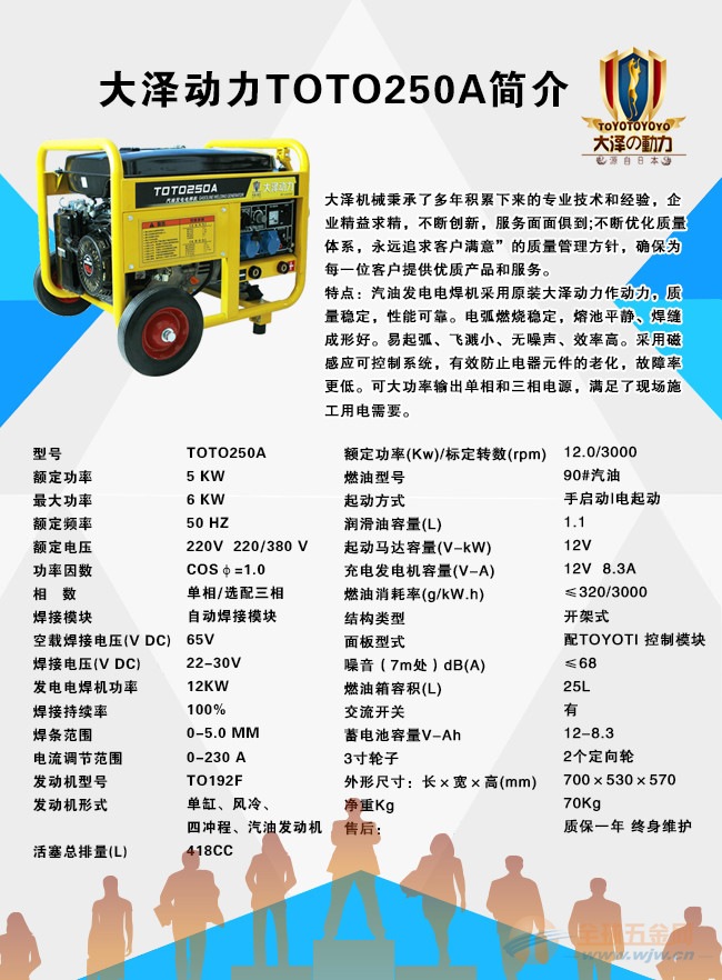 工厂直批250A汽油发电电焊一体机192动力出口机型