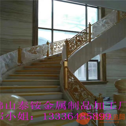 杭州市中式现代镂空雕花楼梯扶手铝艺镜面楼梯安装